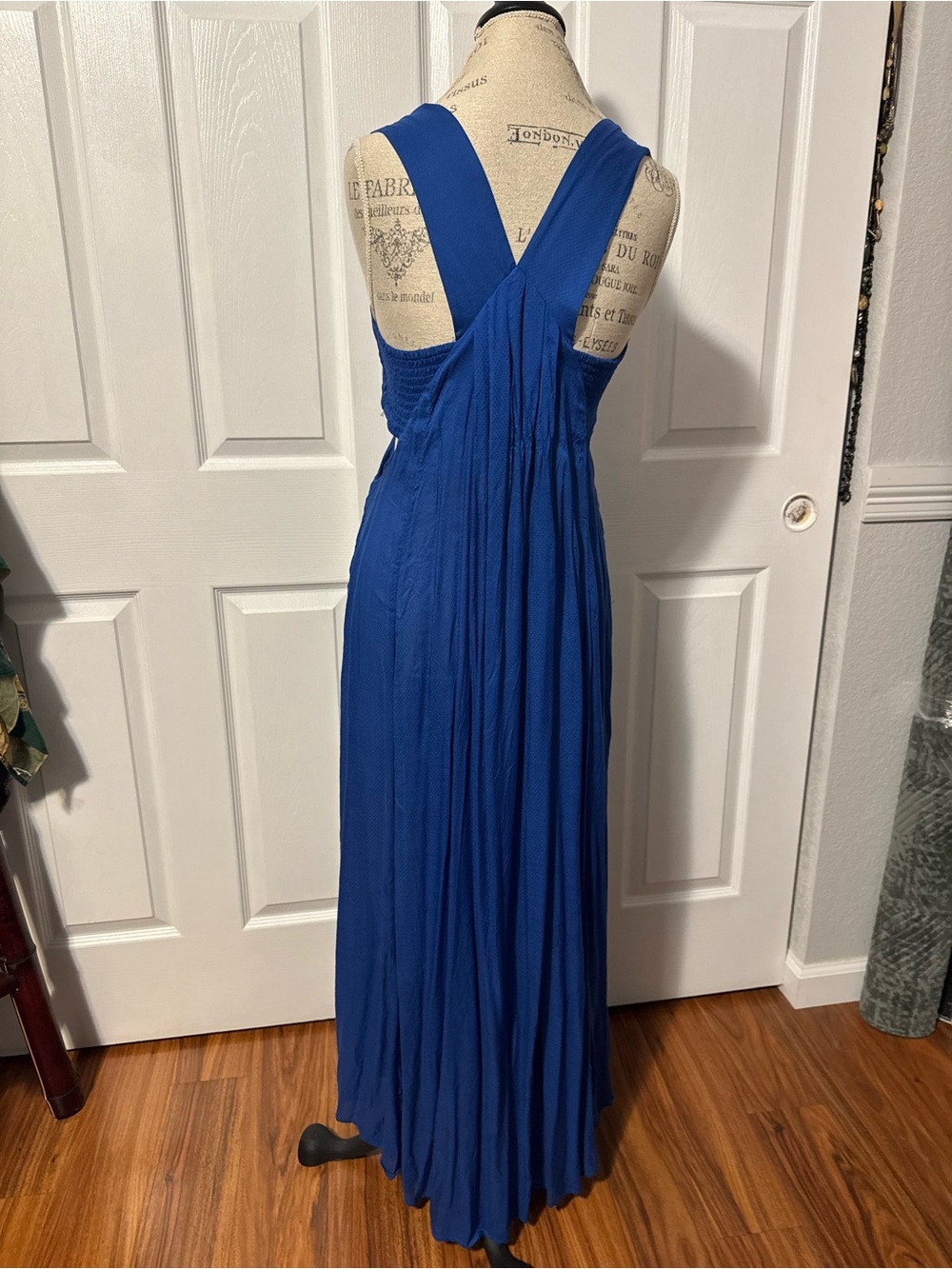 Anthropologie Royal Blue Maxi Cutout Dress - Sleeveless Cross-Back Small